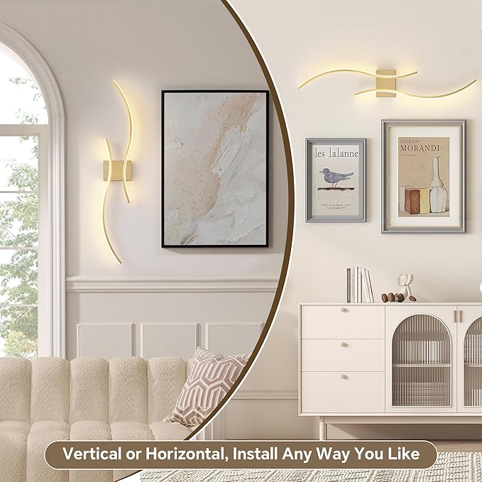 Battery Operated Wall Sconce Set of 2, Dimmable Modern LED Rechargeable Wall