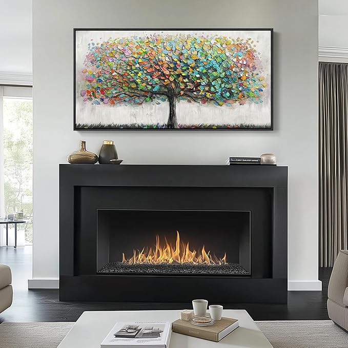 Large Framed Tree of Life Colorful Wall Art, Modern Canvas Prints Paintings