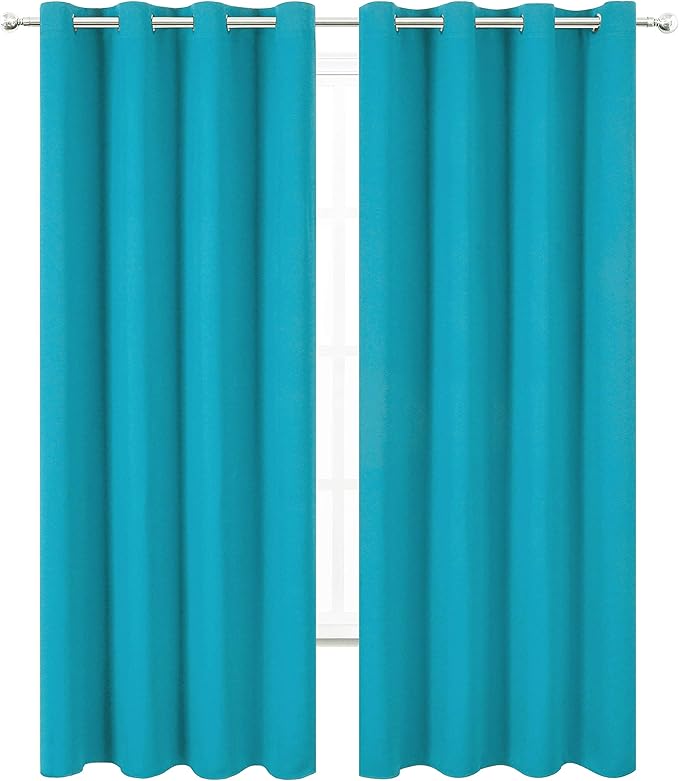 LEMOMO Teal Thermal Blackout Curtains/52 x 95 Inch/Set of 2 Panels Room