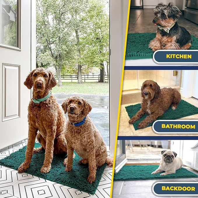 Muddy Mat® | Super Water Absorbent Door Mat Indoor, Microfiber Quick Dry Chenille Entryway Rug, Slip Resistant Front Door Mat, Indoor Mats for Entryway, Machine Washable Pet Rug, Slate Blue 32" x 44"