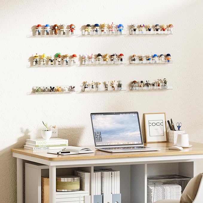 upsimples 6 Pack Clear Acrylic Shelves, 1.7" x12" Clear Wall Shelves