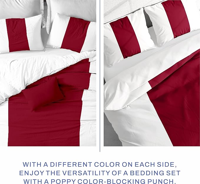 Kotton Culture 120"x98" 1 Pc Oversized King Duvet Cover Only 100% Egyptian Cotton - 600 TC Comforter Cover, Zipper Closure & Corner Ties - Fits Large King Inserts (Oversized King, Snow Red)