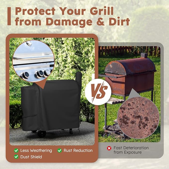 MR. COVER Grill Cover for Traeger Pro 34 & 780 Series, Waterproof Wood Pellet Smoker Cover for Traeger 34 / Pro 780, Texas, Z Grills, Heavy Duty Premium Pellet BBQ Cover for Outdoor with Straps, Black