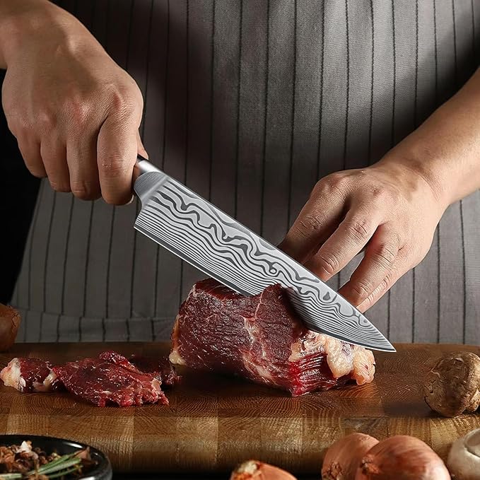 8 Inch Chef Knife, Ultra Sharp High Carbon Powder Steel Kitchen Knife, Professional Japanese Chef's Knife with Ergonomic Pakkawood Handle