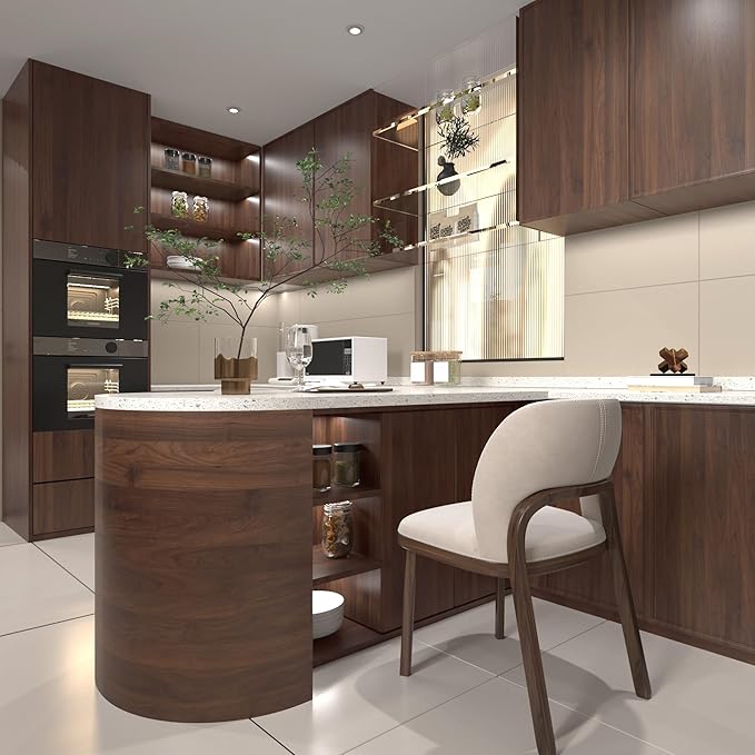 BOMENG Large Walnut Wood Wallpaper Peel and Stick Matte 48"x354" Dark Brown