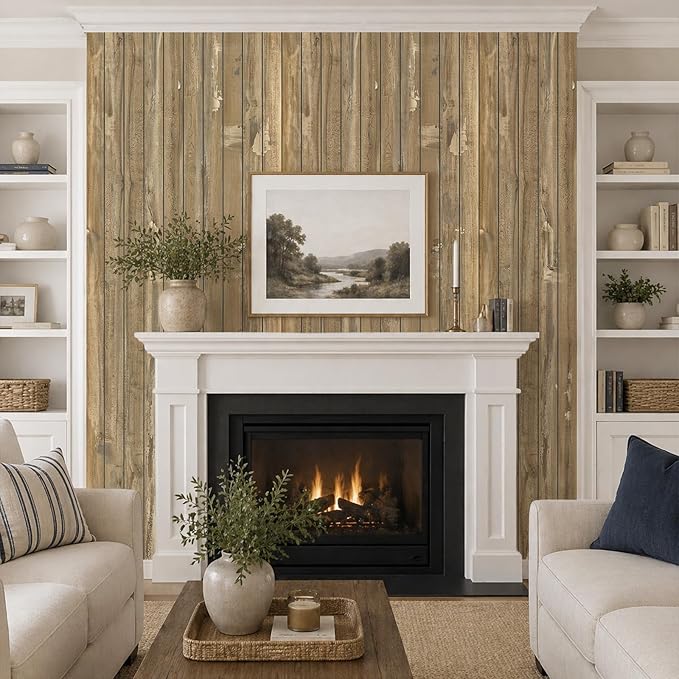 VEELIKE Weathered Wood Slat Wall Panels Peel and Stick Reclaimed Wood Grain