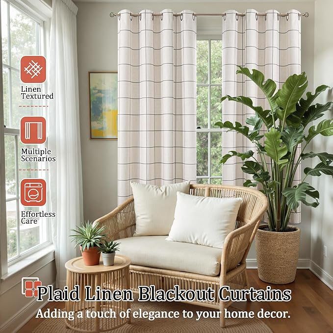 Lajode Linen Blackout Curtains for Bedroom