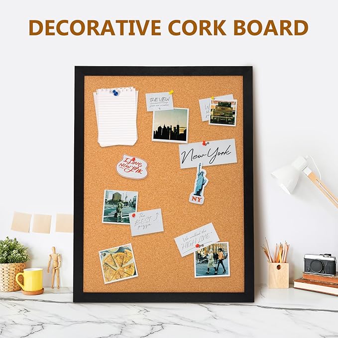 DOLLAR BOSS Cork Board for Wall 36" x 24" Bulletin Board for Wall
