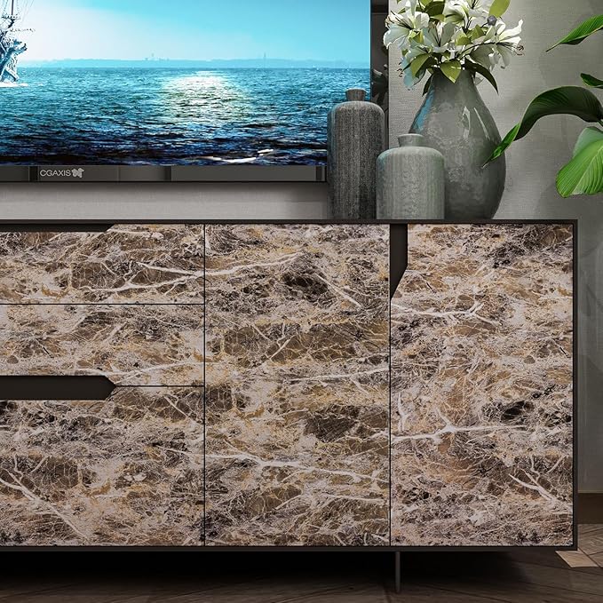 BAYYA Extra Wide Marble Granite Peel and Stick Wallpaper Brown Thicken