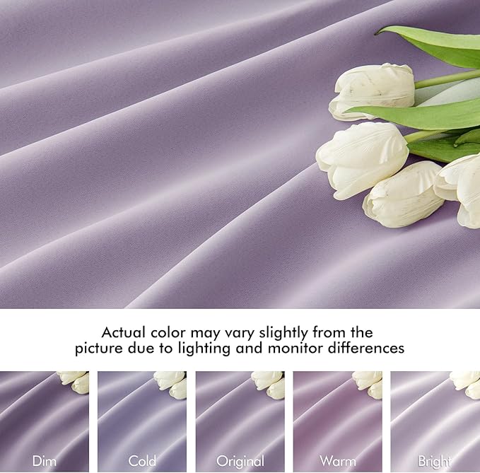 MIULEE Lilac Back Tab Blackout Curtains 102 Inch Long 2 Panels Set