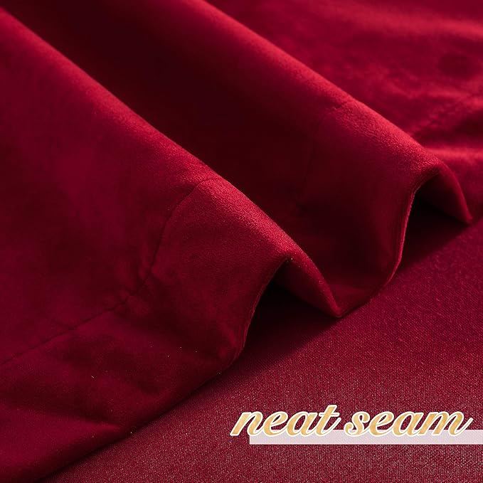 NICETOWN Christmas Red Velvet Curtains and Drapes, Extra Long Elegant Wall