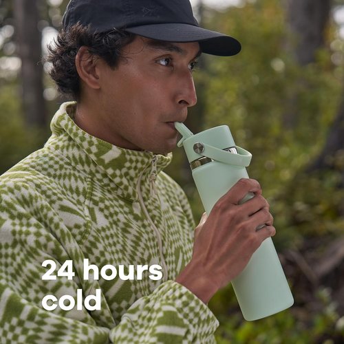Hydro Flask Water Bottle - Insulated Stainless Steel - Wide Straw Lid, Non Spill, Leakproof in 24 Oz Trillium Pink