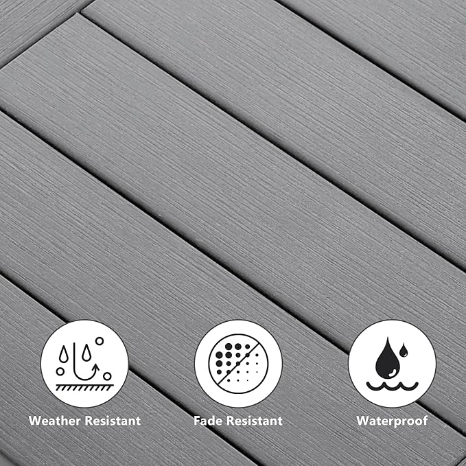 Meluvici Double Adirondack Outdoor Side Table Weather Resistant, Outdoor Rectangular Patio End Table for Adirondack Chair, Grey