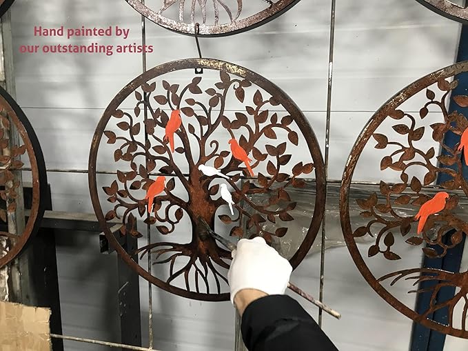 CHINDEUISYUT 23 Inches Tree of Life Wall Art Metal, Large Metal Tree of Life Wall Decor Wall Hanging for Living Room Bedroom Garden Porch Patio Office Home Decor, 23in x 23in x 0.88 in