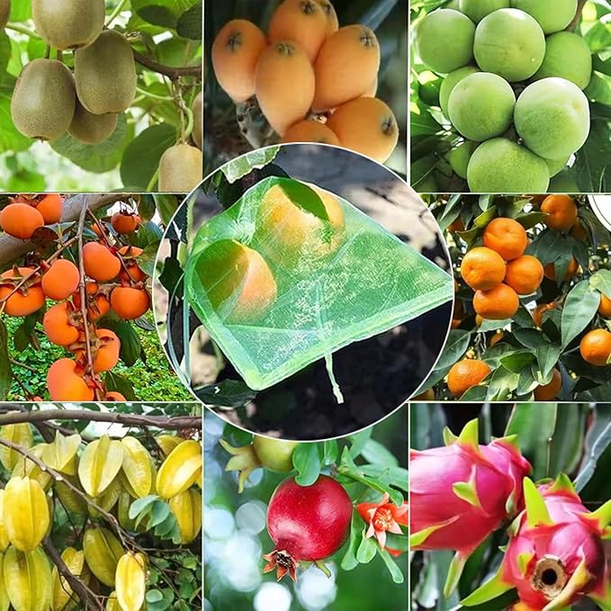 30 Pcs 6.7''×9'' Drawstring Fruit Netting Bags, Reusable Garden Netting Bags, Medium Fruit Protection Bags, Fruit Cover Mesh Bag for Fruit Trees Vegetable Floral