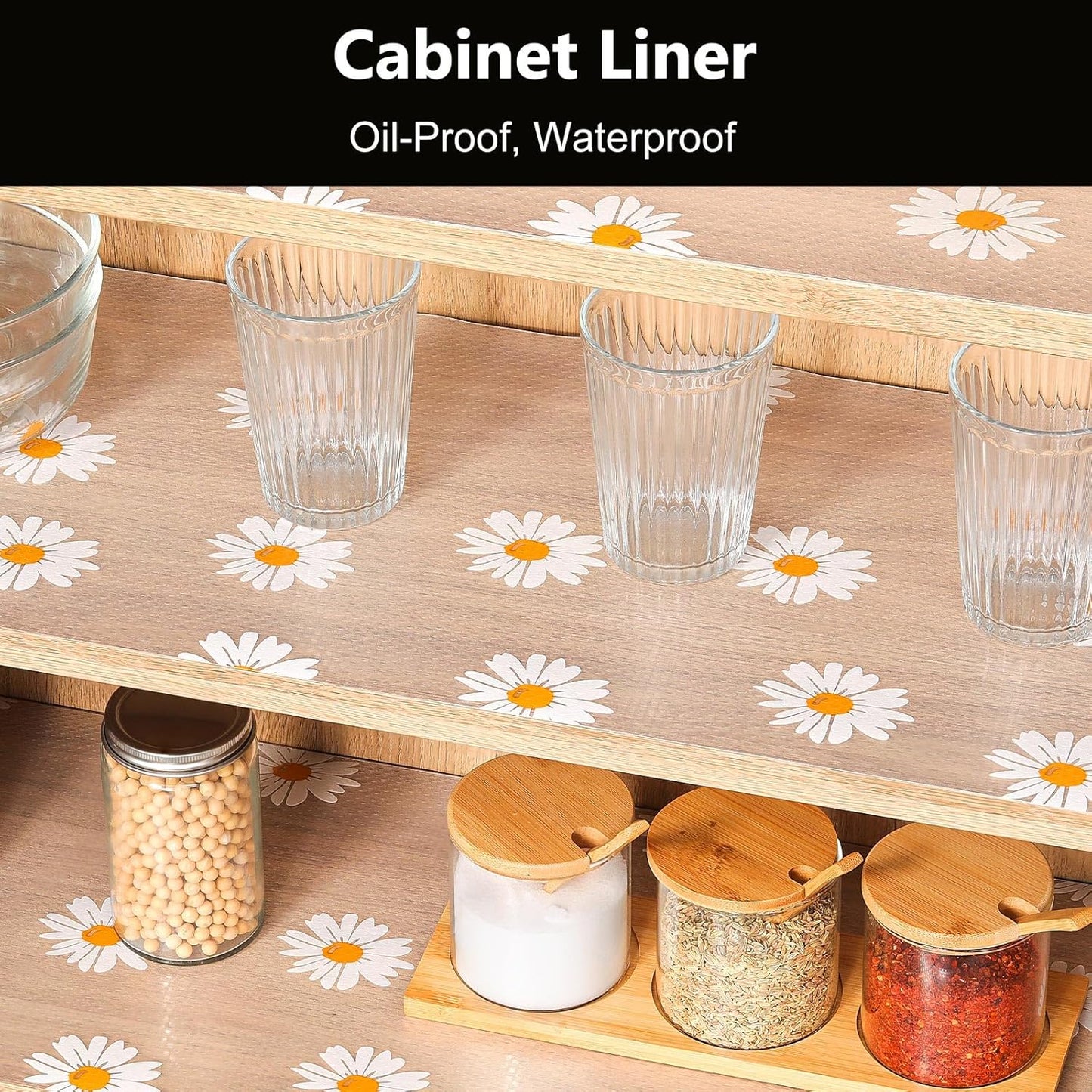 INNOLITES Shelf Liners for Kitchen Cabinets, Non Adhesive Drawer Cabinet Liner, Waterproof Oil-Proof Non-Slip Shelf Liner for Kitchen Pantry Refrigerator 17.7" x 197"