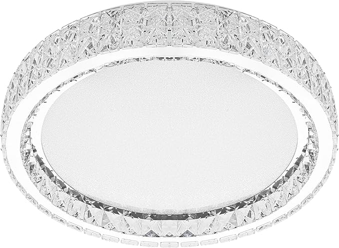 LamQee Crystal Flush Mount Ceiling Light Fixture, Dimmable LED Modern Close to Ceiling Light, Hallway Light Fixtures Round Ceiling Chandelier for Bedroom Kitchen Bathroom Closet Foyer, Small, 9.8 inch