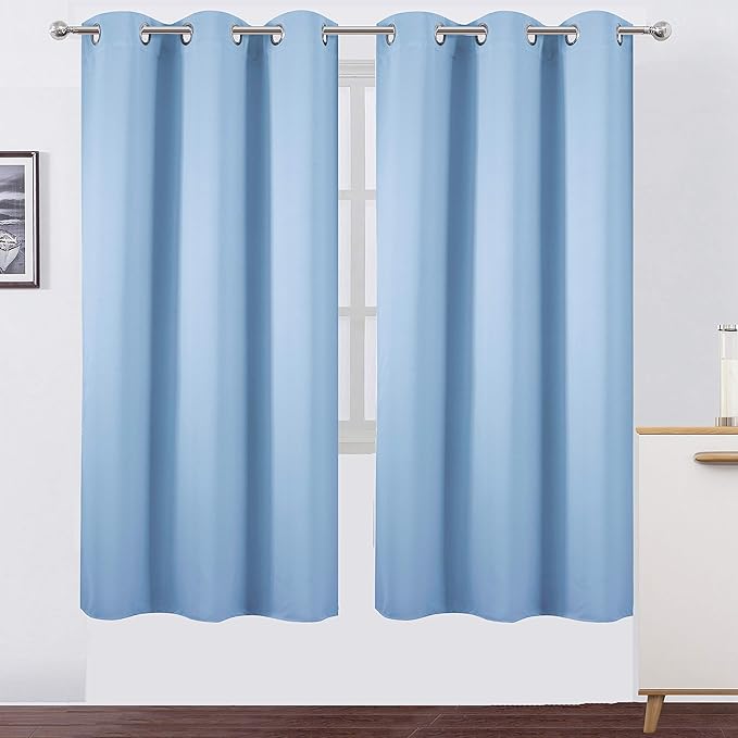 LEMOMO Sky Blue Thermal Blackout Curtains/42 x 72 Inch/Set of 2 Panels Room
