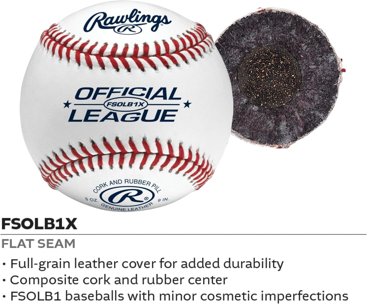 Rawlings Official League Baseballs - Flat Seam Design for Recreational Practice | 12 Count