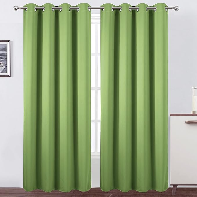 LEMOMO Blackout Curtains 66 x 84 inch/Light Green Curtains Set of 2