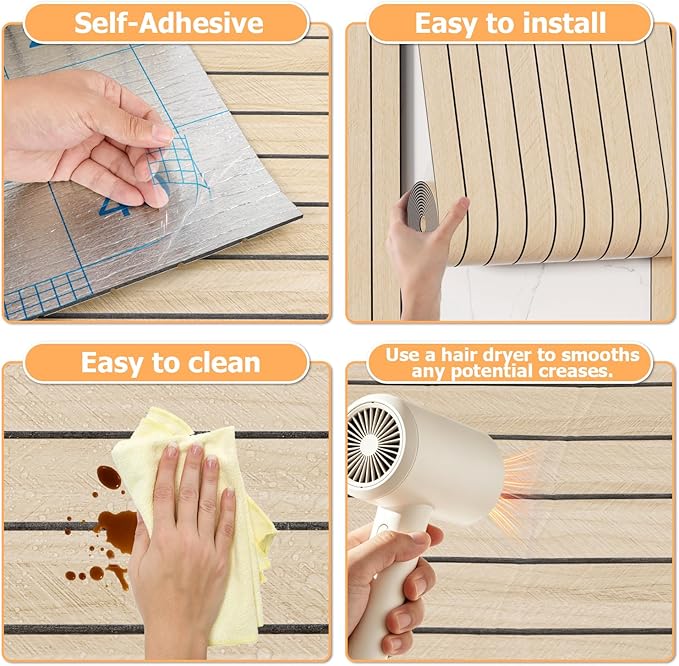 Arthome Peel and Stick Slat Wall Panels 15.7 "x120, Self-Adhesive PVC Wood