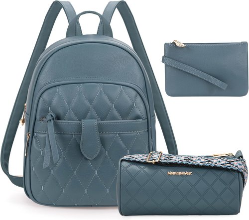 Montana West Anti-Theft Backpack Purse Set - 3 Pcs Small Quilted Design for Women