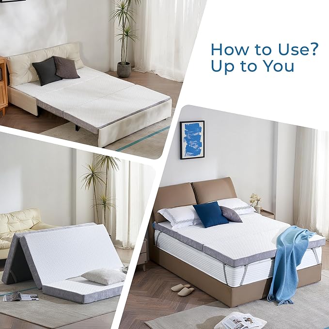 Odorless Foldable Mattress Twin XL 80" x 38" x 4", 4 Inch Folding Foam Mattress with Storage Bag, Trifold Memory Foam Mattress for RV, Guest Bed