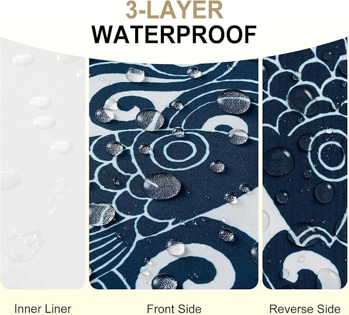 downluxe Outdoor Chair Cushions Set of 4, Waterproof 19" x 19" x 3" Patio Chair Cushion with Non-Slip Ties & Handle, Square Outdoor Cushion for Patio Furniture with Removable Cover, Blue Carp
