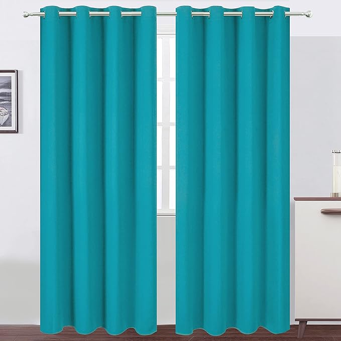 LEMOMO Blackout Curtains 66 x 95 inch/Teal Curtains Set of 2 Panels/Thermal