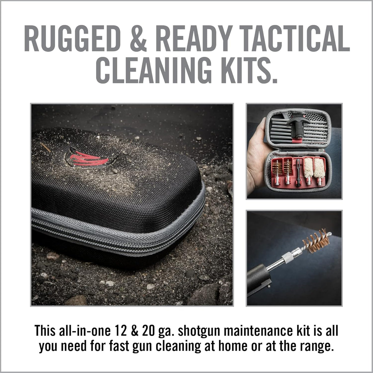 Real Avid Shotgun Cleaning Kit – Compact 12 & 20 Gauge Case with Rod, Brushes & 50 Patches
