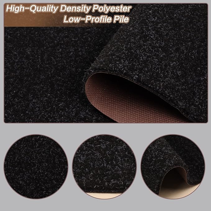 3' x 70' Runner Rugs with Rubber Backing, Indoor Outdoor Utility Carpet Runner Rugs, Black, Can Be Used as Aisle for The RV and Boat, Laundry Room and Balcony