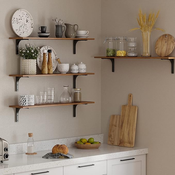 DINZI LVJ Long Wall Shelves, 39.4Inch Wall Mounted Shelves Set of 4, Extra