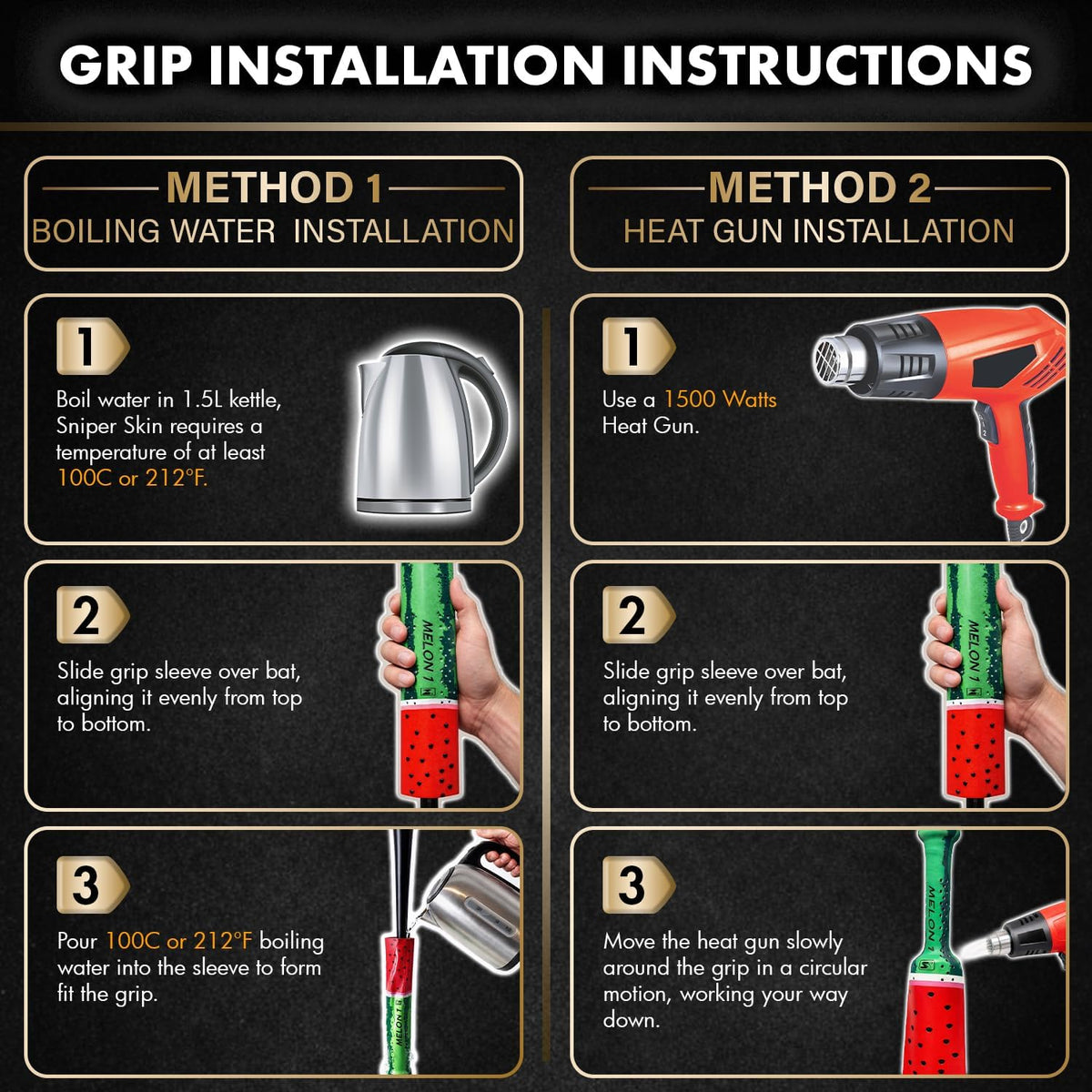 Sniper Skin Baseball Grip - Heat-Activated Non-Slip Design for Easy Installation | Durable Custom Fit Wrap