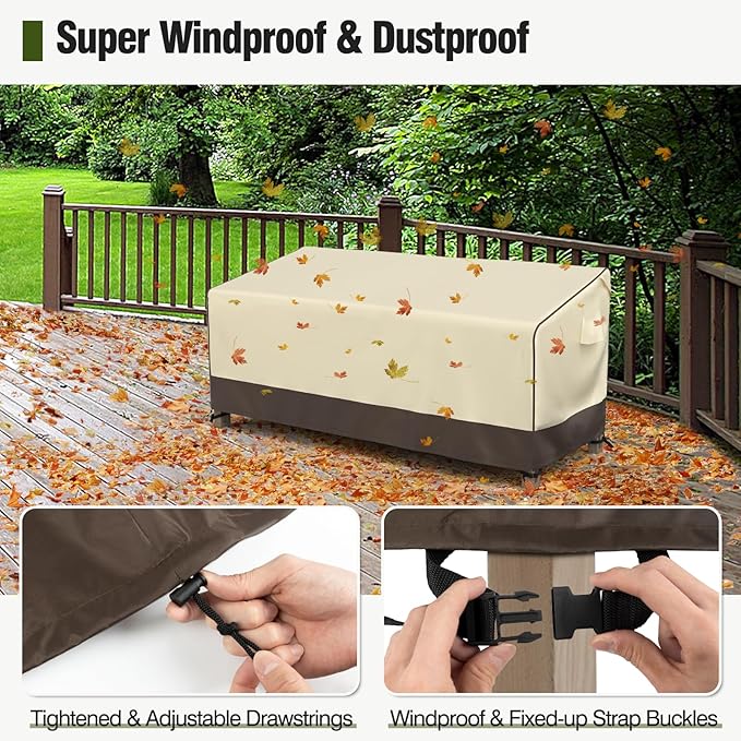MR. COVER 3-Seater Outdoor Couch Cover Waterproof, 80 Inch Patio Furniture Covers Waterproof with All Weather Protection, Heavy Duty Outdoor Sofa Covers with Air Vent and Handles, Brown & Khaki