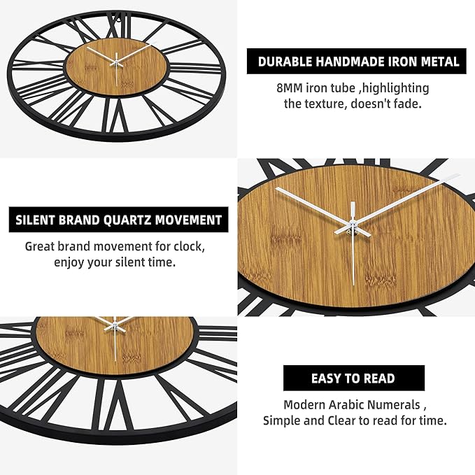 1st owned Wall Clocks for Living Room Decor, Round Silent Little Ticking