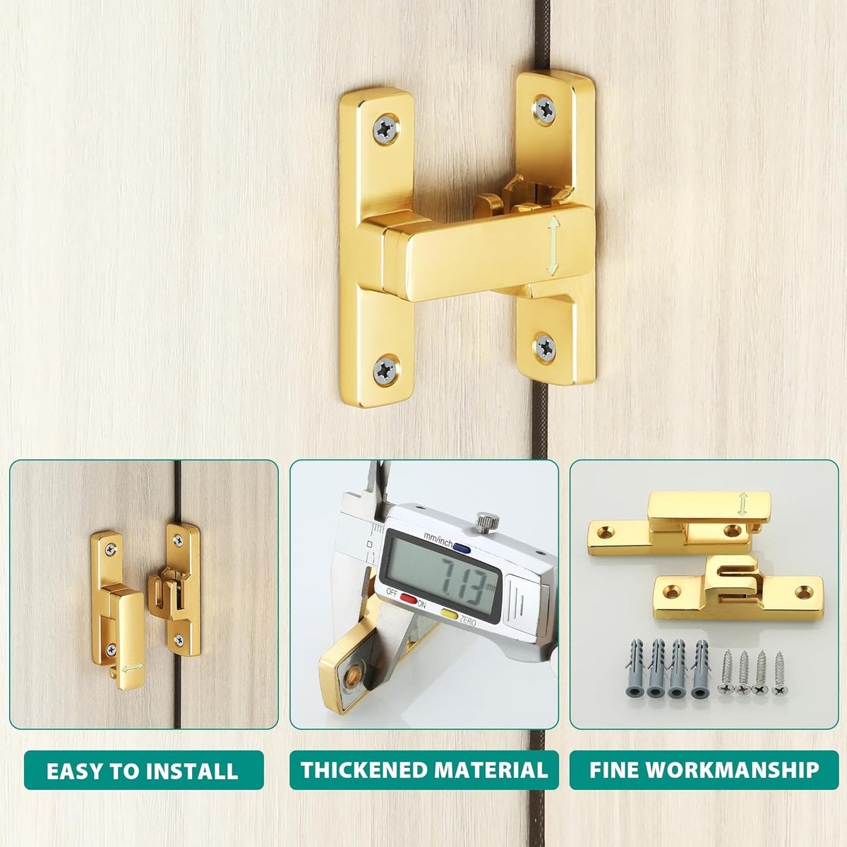 90/180 Degree Flip Latch Gate Latch, Heavy Duty Black Safety Door Lock Enhanced Security Flip Latch Lock Hardware for Interior Door Front Door Barn Garden Fence Window Bathroom Cabinet
