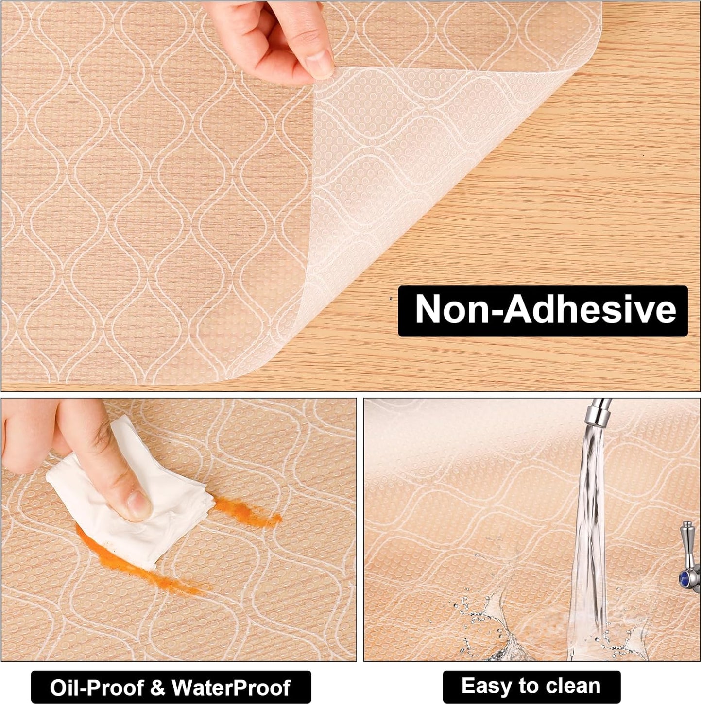 Cooyes Shelf and Drawer Liner for Kitchen Cabinets Non-Adhesive, Waterproof Non-Slip Cabinet Liners for Desk, Refrigerator, Shelves, Bathroom Drawers, Cabinet Protection