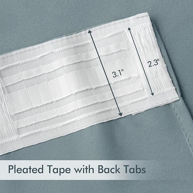 MIULEE Slate Blue Back Tab Blackout Curtains 84 Inch Length 2 Panels Set
