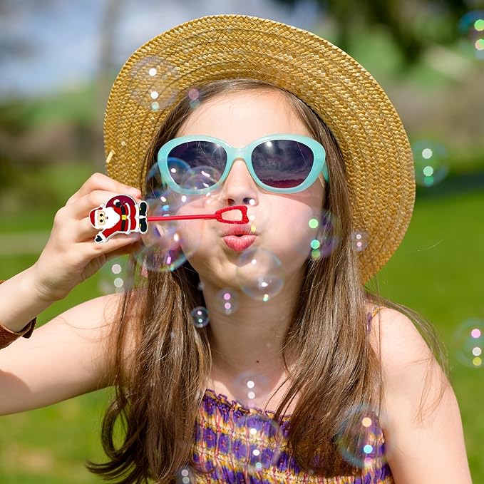 Christmas Party Favors,24Pcs Christmas Bubble Wands for Kids,Xmas Bubble Wand for Birthday Party Supplies,Classroom Prizes Pinata Goodie Bag Stuffers Gift