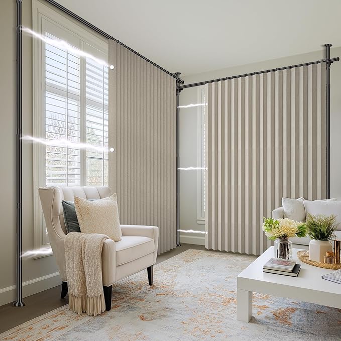 100% Blackout Room Divider Curtains Sets Cream White W100 x L84 in, 2 Panels