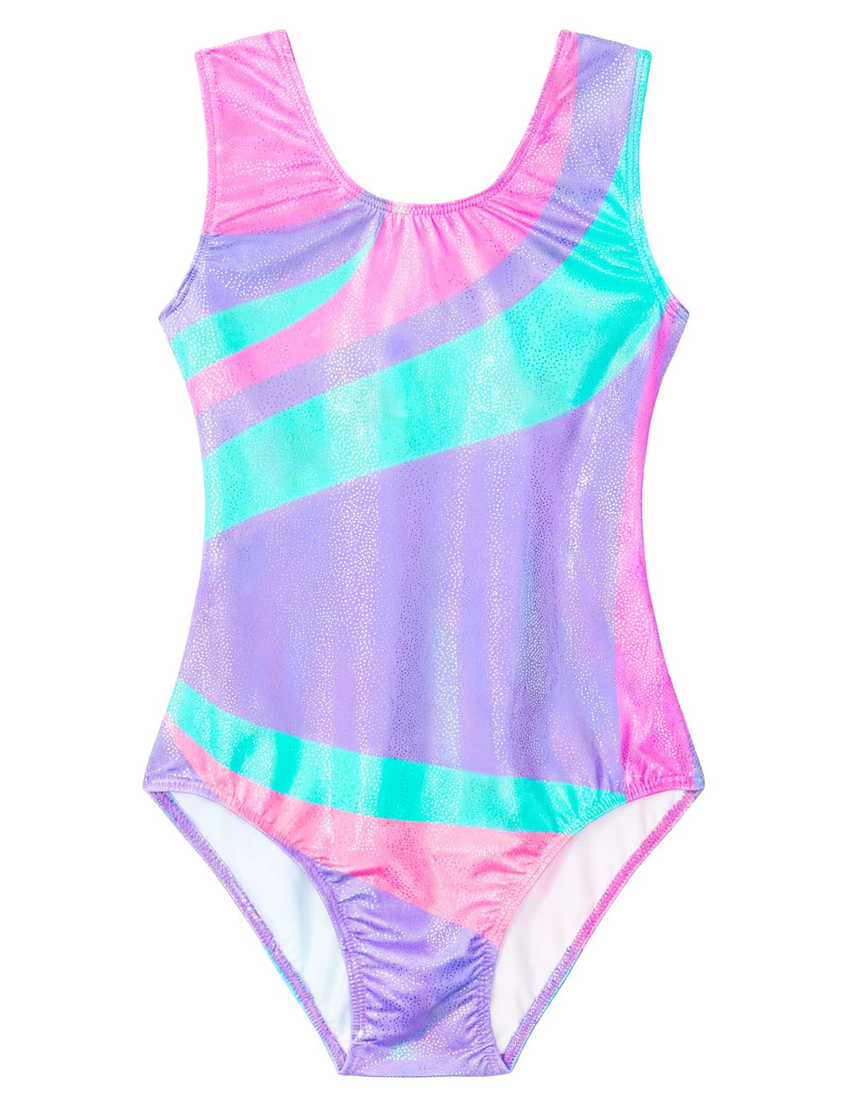 Domusgo Girls Gymnastics Leotards Size 4t 5t One Piece Sparkle Blue Purple Flowers Sleeveless Athletic Bodysuits