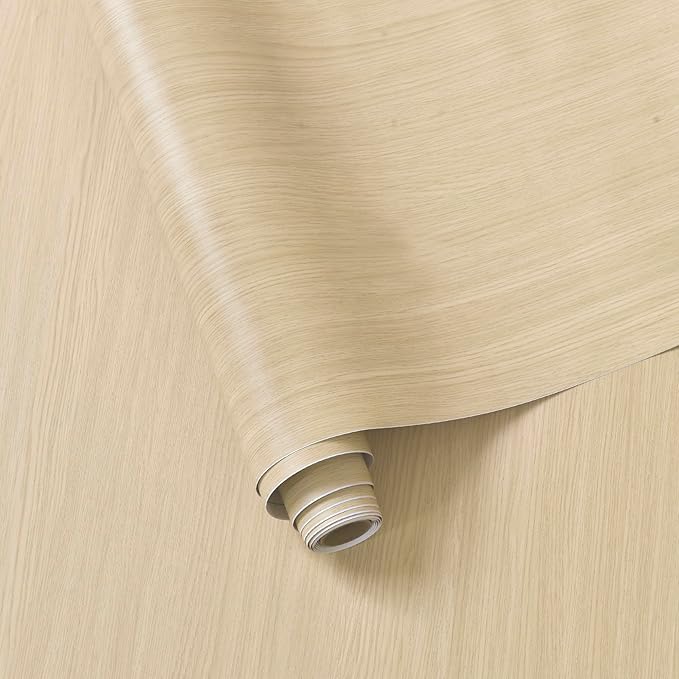 BOMENG White Oak Wood Wallpaper Light Oak Contact Paper Peel and Stick