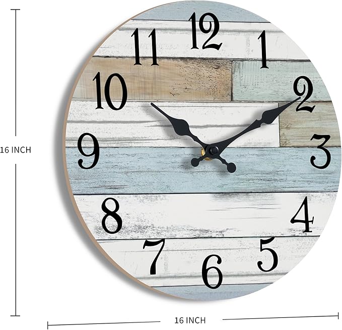 KECYET Wall Clock Battery Operated 16 Inch Large Silent Non Ticking Coastal