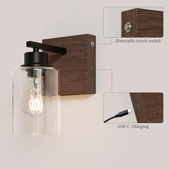 Battery Operated Wall Sconce Set of 2, Easy Install Dimmable Wireless Wall Lamps