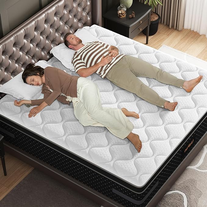 King Size Mattress 12 inch - Cooling Gel Premium Hybrid Mattress in a Box with Back & Lumbar Support, Pocket Spring Bed for Motion Isolation, 365 Night Trial CertiPUR-US Certified