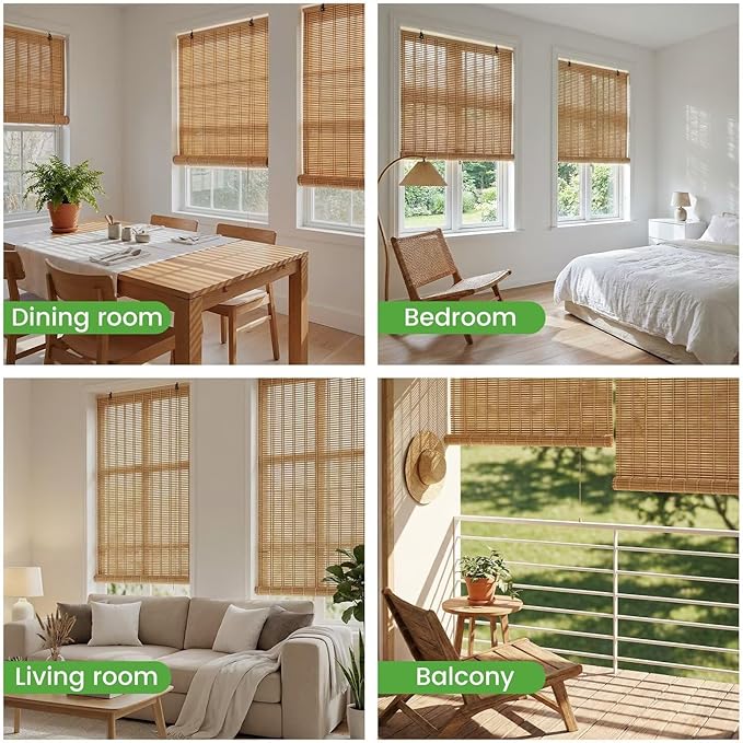 Bamboo Blinds, Custom Sizes Roller Shades