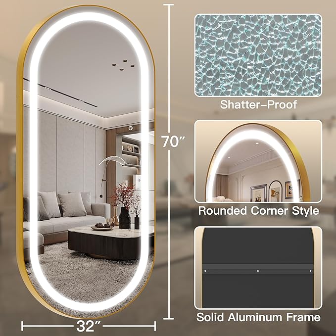 FENNIO 70" x 32" Large Luxury Wall Mounted Mirror