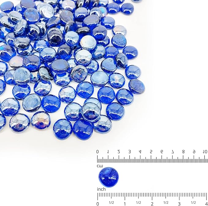10 Pound 1/2 Inch Fire Glass Beads for Natural or Propane Fire Pit Fireplace and Landscaping, 10 Pounds Cobalt Blue