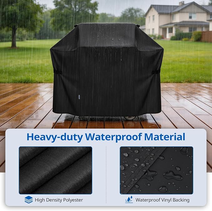 SunPatio 58 Inch Outdoor Grill Cover, Compatible for Weber Genesis II, Genesis 300 and II LX 300 Series Gas Grills, Heavy Duty Waterproof Barbecue Cover, Compared to Weber 7130, 58"W x 25"D x 44.5"H