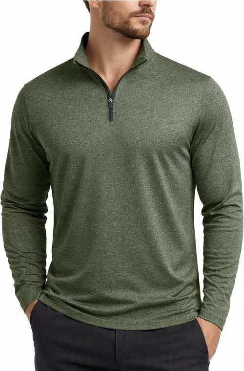 Boladeci Men's Quarter Zip Pullover - Premium Fleece Lined Heather Golf Shirt | Midweight Long Sleeve